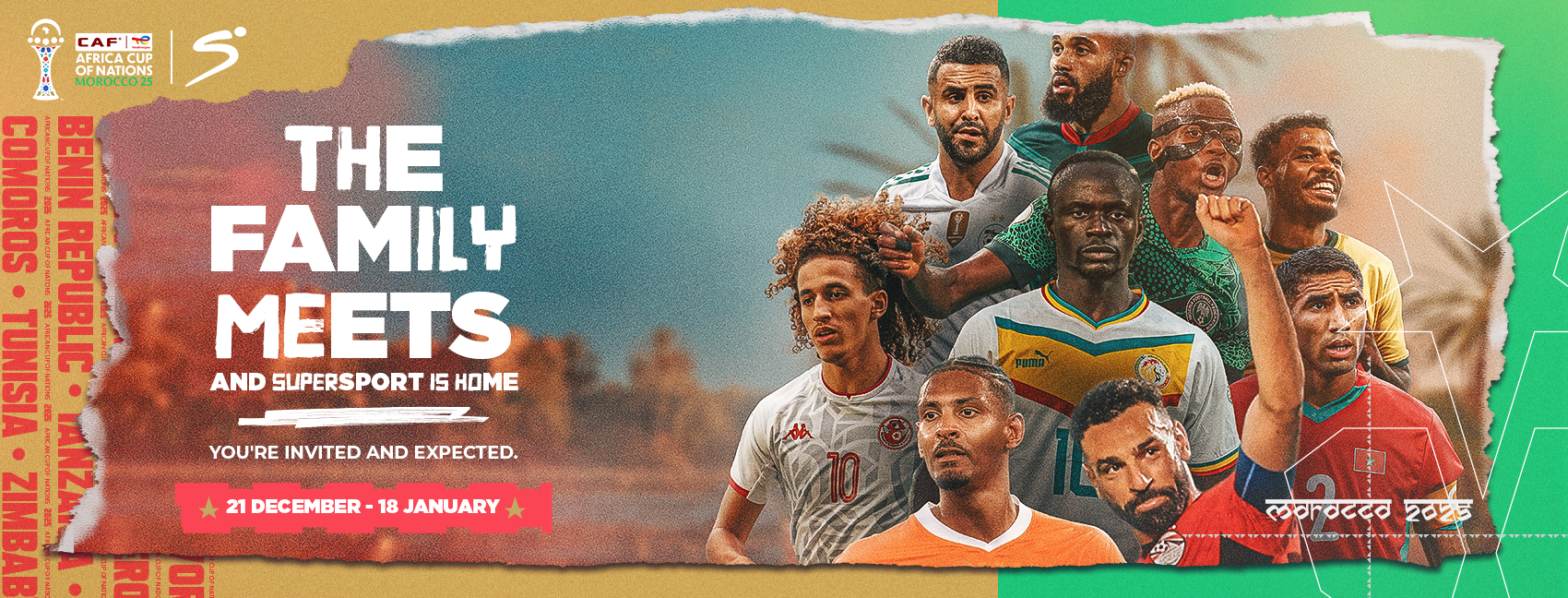 O maior campeonato de futebol africano está de volta! Assiste ao Campeonato Africano das Nações TotalEnergies Marrocos 2025™ em directo na SuperSport, somente na DStv e GOtv!